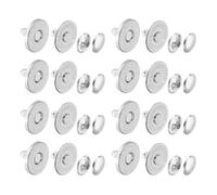 sourcing map Lot de 20 boutons-pression magnétiques ronds en métal - Composants de base en tissu et capuchon pour sac à vêtements, cuir, portefeuille, argent - 14 x 2 mm