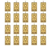 sourcing map Lot de 20 breloques de tarot carrées en alliage de zinc émaillé pour anniversaire, Noël, anniversaire de mariage - Doré - 26 x 13 mm