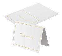 sourcing map Lot de 20 cartes de table Happy Every Day - Cadre en or blanc - 14 x 9,6 cm - Pliable - En papier cartonné vierge à remplir - Pour décoration de table