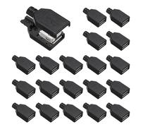 sourcing map Lot de 20 connecteurs USB 2.0 de type A femelle, terminal à souder à 4 broches avec trou de câble de 3 mm pour kit de réparation de câble, alimentation, projets de microcontrôleur, noir