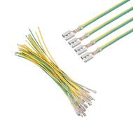 sourcing map Lot de 20 cosses à sertir femelles avec manchon isolant de 4,8 mm, kit d'assortiment de connecteurs rapides femelles avec fils de 20 cm, couvercle ignifuge, jaune/vert