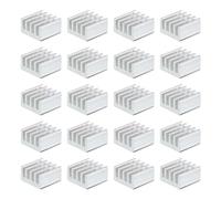 sourcing map Lot de 20 dissipateurs thermiques en aluminium avec autocollant fixe pour processeur à puce, transistor de puissance, FET, IC, amplificateur de puissance, blanc 9 x 9 x 5 mm