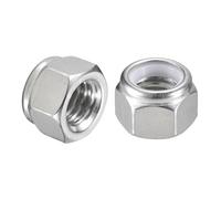 sourcing map Lot de 20 écrous de verrouillage hexagonaux en nylon de 7/16 "-14, en acier inoxydable 316, écrou d'arrêt autobloquant en nylon pour fixations de construction industrielle, argent + blanc