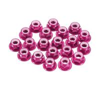 sourcing map Lot de 20 écrous de verrouillage M3 en alliage d'aluminium 0,5 mm - Écrous hexagonaux à bride en nylon dentelé pour drone RC quadrirotor - Adaptateur d'hélice FPV - Rouge rose