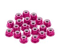 sourcing map Lot de 20 écrous de verrouillage M4 en alliage d'aluminium 0,7 mm - Écrous hexagonaux à bride en nylon dentelé pour drone RC quadrirotor - Adaptateur d'hélice FPV - Rouge rose