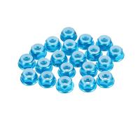 sourcing map Lot de 20 écrous de verrouillage M6 en alliage d'aluminium à bride dentelée pour drone télécommandé, quadricoptère, adaptateur de moteur FPV, bleu