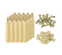 sourcing map Lot de 20 écrous hexagonaux M2,5 en laiton mâle pour colonnes hexagonales M2,5 x 25 + 6 entretoises filetées pour Raspberry Pi PCB carte mère DIY