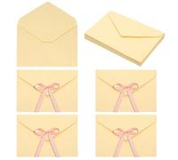 sourcing map Lot de 20 enveloppes pour cartes de vœux avec nœud en ruban - 16 x 11,2 cm - Rangement vintage pour cartes postales de mariage - Beige