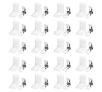sourcing map Lot de 20 équerres d'angle en métal - 18 x 28 x 28 mm - En forme de L - Angle droit à 90 degrés - Avec supports en plastique - Vis pour support de meubles, chaises, étagères en bois