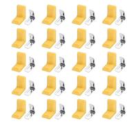 sourcing map Lot de 20 équerres d'angle en métal - 18 x 28 x 28 mm - En forme de L - Angle droit à 90 degrés - Avec supports en plastique - Vis pour support de meubles, chaises, étagères en bois