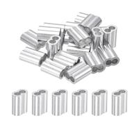 sourcing map Lot de 20 manchons à sertir doubles en aluminium pour câble métallique Argenté 5 mm