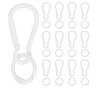 sourcing map Lot de 20 mousquetons à ressort avec anneau torique, multi-usages, couleur bonbon, boucle porte-clés à maillons rapides pour loisirs créatifs, camping, randonnée, blanc
