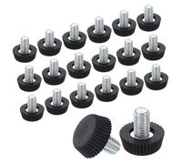 sourcing map Lot de 20 pieds de meubles à filetage M6, 16 x 10 mm, réglables à visser pour pieds de chaise, tabouret, noir