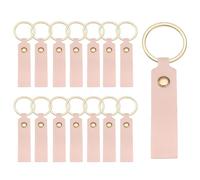 sourcing map Lot de 20 porte-clés vierges en cuir synthétique avec porte-clés pour fournitures de bricolage, cadeaux (rose, 9,4 x 1,8 cm)