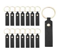 sourcing map Lot de 20 porte-clés vierges en cuir synthétique avec porte-clés pour fournitures de bricolage, cadeaux (noir, 9,4 x 1,8 cm)