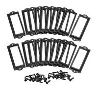 sourcing map Lot de 20 porte-étiquettes en métal, 83 x 30 mm, pour bureau, bibliothèque, tiroir, armoire, étagères, noir