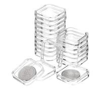 sourcing map Lot de 20 porte-pièces en plastique acrylique transparent pour protéger les pièces de monnaie en argent ou étiquette NFC - 28 mm