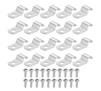 sourcing map Lot de 20 sangles de tuyau de 1,6 cm, collier de serrage à 1 trou en acier inoxydable 304, support en U robuste avec vis autotaraudeuses pour installation de tube, argenté