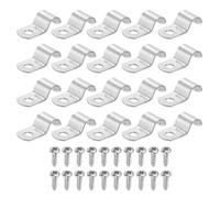 sourcing map Lot de 20 sangles de tuyau de 6,1 mm, collier de serrage à 1 trou en acier inoxydable 304, support en U robuste avec vis autotaraudeuses pour installation de tube, argenté