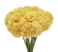 sourcing map Lot de 20 têtes de fleurs artificielles en soie - Chrysanthème - Jaune hortensia - Fleurs artificielles pour loisirs créatifs, décoration de mariage et de fête