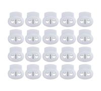 sourcing map Lot de 20 verrous de cordon en plastique Butée à ressort Double trou Fermeture à bascule Butée Extrémité de corde pour cordons de serrage attaches blanc 17 x 15 x 6mm