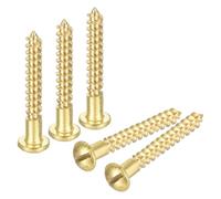 sourcing map Lot de 20 vis à bois autotaraudeuses à tête ronde fendue en laiton M3,5 x 25 mm