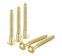 sourcing map Lot de 20 vis à bois autotaraudeuses à tête ronde fendue en laiton M5 x 40 mm
