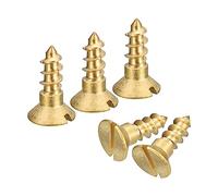 sourcing map Lot de 20 vis à bois en laiton, M4 x 10 mm, tête plate auto-taraudeuse, vis autotaraudeuses à tête fraisée pour meubles de travail du bois