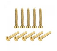 sourcing map Lot de 20 vis à bois en laiton, M5 x 35 mm, cruciformes à tête plate autotaraudeuses pour charnières de porte, meubles en bois, appareils ménagers