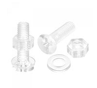 sourcing map Lot de 20 vis à métaux cruciformes en plastique M5 x 20 mm avec écrous et rondelles plates, boulons à tête plate en polycarbonate Transparent
