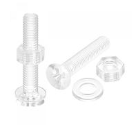 sourcing map Lot de 20 vis à métaux cruciformes en plastique M5 x 30 mm avec écrous et rondelles plates, boulons à tête plate en polycarbonate Transparent