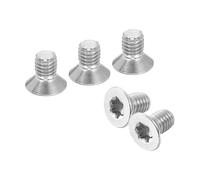 sourcing map Lot de 20 vis à métaux Torx à tête plate M6-1 x 10 mm, en acier inoxydable 304, tête fraisée, filetage complet, argenté
