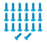 sourcing map Lot de 20 vis à tête cylindrique M3 x 10 mm en alliage d'aluminium à tête fraisée hexagonale pour accessoires de modélisme, bleu clair