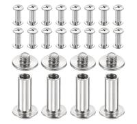 sourcing map Lot de 20 vis Chicago M4 x 14 mm de longueur 6 mm en métal Phillips clous rivets rivets de liaison vis pour bricolage, ceinture en cuir, sac, loisirs créatifs, reliure, argent