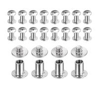 sourcing map Lot de 20 vis Chicago M4 x 8 mm de longueur 3 mm en métal Phillips clous rivets rivets de liaison vis pour bricolage, ceinture en cuir, sac, loisirs créatifs, reliure, argent