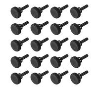 sourcing map Lot de 20 vis moletées M3 x 10 mm, vis moletées à tête plate en acier noir plaqué zinc, boulons à tête moletée métriques avec boutons de préhension d'épaule pour serrer à la main