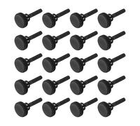 sourcing map Lot de 20 vis moletées M3 x 18 mm, vis moletées à tête plate en acier noir plaqué zinc, boulons à tête moletée métriques avec boutons de préhension d'épaule pour serrer à la main