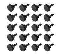 sourcing map Lot de 20 vis moletées M3 x 6 mm, vis moletées à tête plate en acier noir plaqué zinc, boulons à tête moletée métriques avec boutons de préhension à l'épaule, fixations filetées à la main