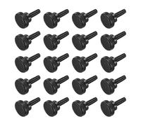 sourcing map Lot de 20 vis moletées M4 x 14 mm, vis moletées à tête plate en acier noir plaqué zinc, boulons à tête moletée métriques avec boutons de préhension à l'épaule, fixations filetées à la