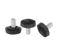 Sourcing Map Lot de 20 vis moletées noires M4 x 8 mm avec clous en acier au carbone plaqué zinc