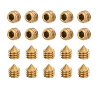 sourcing map Lot de 20 vis sans tête M4 x 4 mm en laiton à pointe conique hexagonale pour machines, réparations domestiques et fixations Doré