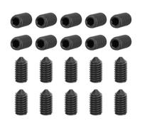 sourcing map Lot de 20 vis sans tête M6 x 10 mm en acier carbone à pointe conique hexagonale pour machines, réparations domestiques et fixations Noir