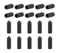 sourcing map Lot de 20 vis sans tête M6 x 16 mm en acier carbone à pointe conique hexagonale pour machines, réparations domestiques et fixations Noir