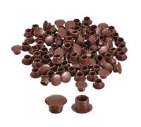 sourcing map Lot de 200 bouchons à trous à vis, 8 mm de diamètre, capuchons en plastique à clipser pour boutons d'étagère de meubles, armoires, armoires, placards, rouge et marron