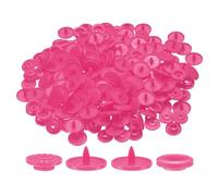sourcing map Lot de 200 boutons-pression ronds en plastique T5 sans couture pour vêtements, couture, manteaux, couches, bavoirs, travaux manuels, rose rouge