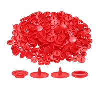 sourcing map Lot de 200 boutons-pression ronds en plastique T5 sans couture pour vêtements, couture, manteaux, couches, bavoirs, travaux manuels, rouge
