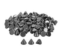 sourcing map Lot de 200 clous coniques en acrylique - Dos plat à coudre ou à coller - Perles punk pour vêtements, chaussures, sacs - Noir métallisé - 8 x 8 mm