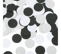 sourcing map Lot de 200 confettis ronds à paillettes pour décoration de fête, mariage, festival, 3 x 3 cm, argent, noir, blanc