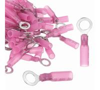 sourcing map Lot de 200 connecteurs thermorétractables #0,6 cm en cuivre étamé isolé à sertir de calibre 22-16 pour projet chimique électrique industriel, rouge