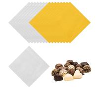 sourcing map Lot de 200 emballages carrés en feuille d'aluminium pour bonbons, brownies de thé, brownies, décoration de fête de mariage, doré/argenté (peau d'orange) 200 x 20 cm